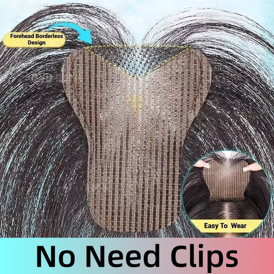 Magic Paste Hair Topper for Women Invisible Natural Looking Human Hair Bangs Fringe No Clip Design Covers Hair Loss