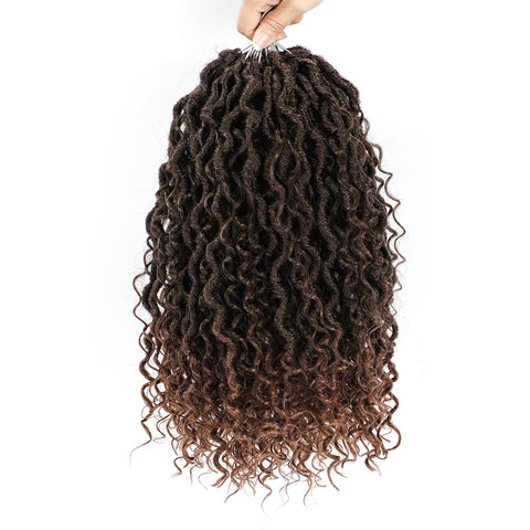 Faux Locs synthetic Crochet Hair 14 inch Pre Looped Goddess Locs Crochet Hair With Curly Ends Crochet Hair Extensions For Women