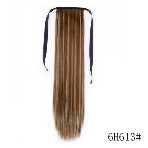 LISI GIRL Synthetic Hair 22''34'' Long Straight Ponytail Wrap Around Ponytail Clip in Hair Extensions Black Hairpiece Headwear