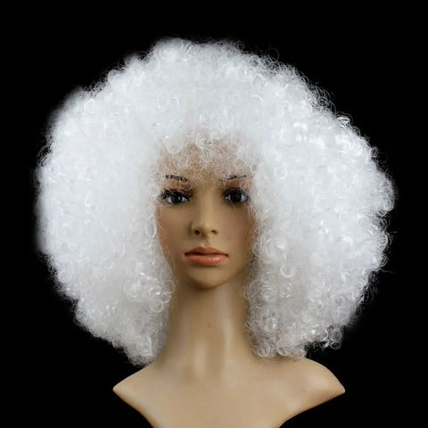 Unisex Adult Various Coloured Rainbow Circus Curly Black Afro Curly Wig Adult Fancy Dress Disco