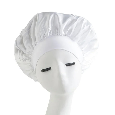 New Satin Wide Brim Nightcap Silky Bonnet Hair Wrap for Sleeping Sleep Cap with Elastic Soft Band Styling Cap Hair Wrapping Tool