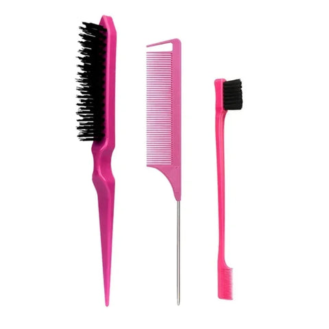 3pcs styling comb set teasing comb triple teasing comb mouse tail comb edge brushing hair tail tool，Special for real hair wigs