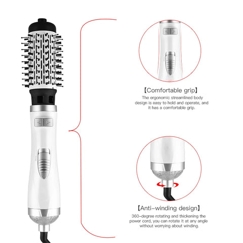 Negative Ionic Blow Hair Dryer Hot Air Brush Hair Straightening Comb Curling Iron Multifunctional 3-In-1 Automatic Hot Air Comb