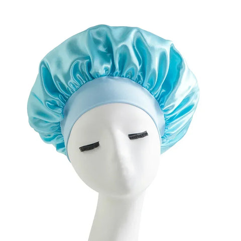 New Satin Wide Brim Nightcap Silky Bonnet Hair Wrap for Sleeping Sleep Cap with Elastic Soft Band Styling Cap Hair Wrapping Tool