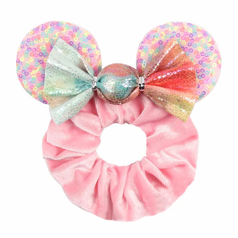 Disney Christmas Day Scrunchies Haarband Vrouwen Elastische Paardenstaart Houder Meisjes Pailletten Strik Kids Haaraccessoires