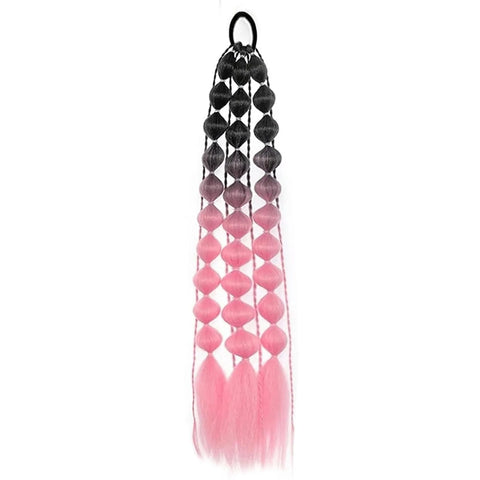 1Pc Synthetic Hair Wig Ponytail Extension Hairpieces Pink Long Lantern Bubble Braid Kinky Straight Women Girl Halloween Costume