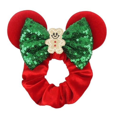 Disney Christmas Day Scrunchies Haarband Vrouwen Elastische Paardenstaart Houder Meisjes Pailletten Strik Kids Haaraccessoires
