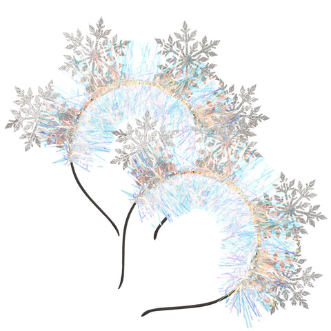2Pcs Snowflake Headband Christmas Holiday Party Hair Accessories Festive Hair Ornament Decoration Snowflake Headband