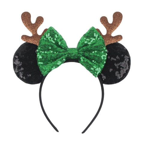 2024 New Christmas Mickey Minnie Mouse Headband Women Disney Ear Hairband Kids Xmas Party Hair Accessories Hot Festival Cosplay