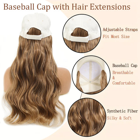 Off white duckbill cap large wave wig synthetic wig for women easy to wear and adjustable size for daily use