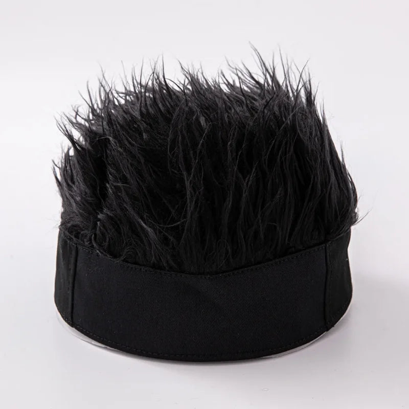 Unisex Beanie Wig Hat Synthetic Short Hair Caps Hip Hop Beanie Hat Spiked Fake Hair Hat Wigs Short Melon Headband Prop Headwear