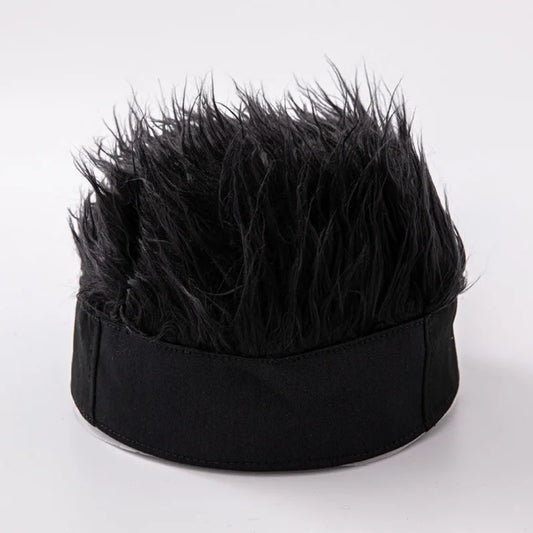 Unisex Beanie Wig Hat Synthetic Short Hair Caps Hip Hop Beanie Hat Spiked Fake Hair Hat Wigs Short Melon Headband Prop Headwear