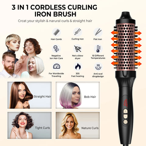 Thermal Brush One-Step Hot Air Brush&volumizer Hair Curler Straightener Hair Styling Brush Professional Curling Iron Heated