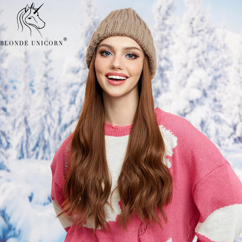 Blonde Unicorn Hat wigs Cap with Hair Hat Wig Blonde Wavey Wig Separable Synthetic Hair Women Daily Party High Temperature