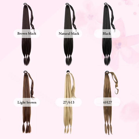 22-40 inch synthetic braided braided ponytail wig woman elastic rubber band fake ponytail hair extension wrapped around ponytail