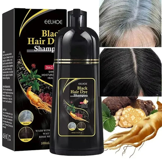 Hair Color Shampoo for Gray Hair 3 in 1 Black Hair Dye Shampoo for Women&Men Natural Herbal Safety Nourishing Hair Care Cream