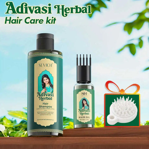 SEVICH Herbal Hair Growth Oil Set Ayurvedic Fast Hair Regrowth Thicken Serum India Adivasi Anti Hair Loss Hair Care Shampoo