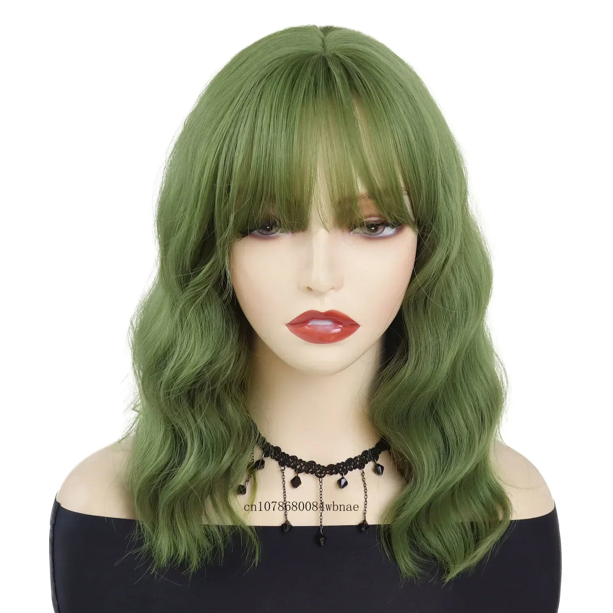 Synthetic Auburn Wig with Bangs for Women Girls Cosplay Halloween Party Lolita Use Short Wavy Curly Wigs Heat Resistant Fiber