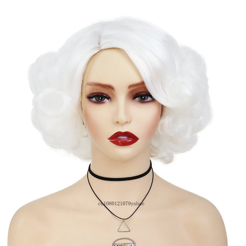 Synthetic Blue Short Big Curly Wigs for Women Girls Layered Wavy Bob Wig Cosplay Carnival Party Costume Halloween Lolita Wigs