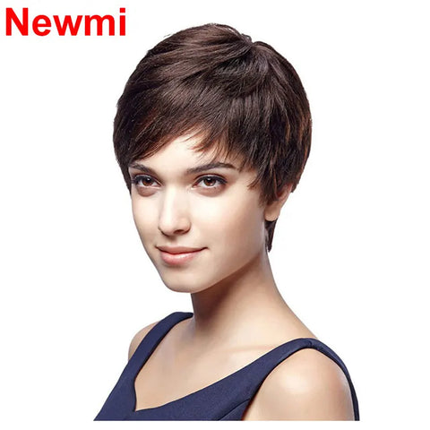 Short Pixie Cut Wig Human Hair Ready to Wear Brazilian Human Hair Wigs for Women  Black Brown Red Full Machine Wigs