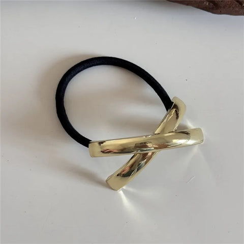 Hot Korean Fashion Metal Irregular Double-Layer Hair Bands Rope Women Headband Elastic Hairband Ponytail Holder Hair Accessories