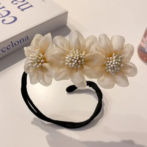 Chiffon Flower Hair Clip Magic Bun Curler Hair Styling Twist Maker Tool Dount Twist Hair Accessories Women Girl Hair Braide Tool