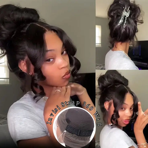 Hidden Strap Body Wave 360 HD Full Lace Front Wigs Human Hair Pre Plucked 12A Glueless Brazilian Virgin Wig With Drawstring