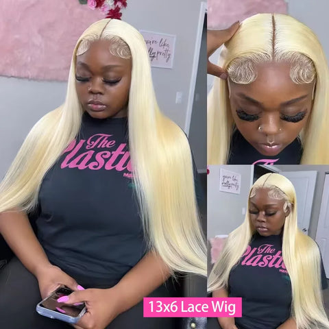 300% Density Straight 613 Blonde 13x6 HD Lace Front Wig Human Hair Brazilian Transparent 13x4 Lace Frontal Wigs For Black Women