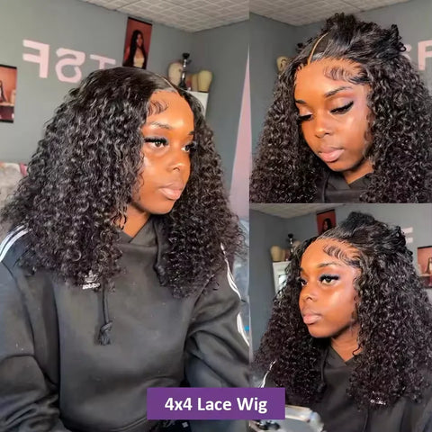 220% Kinky Curly edge Wigs Short Bob Pixie Cut Curly 13x4 Lace Front Wig Human Hair Wig PrePlucked Baby Hair Lace Closure Wig