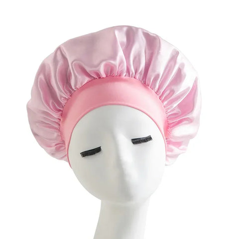 New Satin Wide Brim Nightcap Silky Bonnet Hair Wrap for Sleeping Sleep Cap with Elastic Soft Band Styling Cap Hair Wrapping Tool
