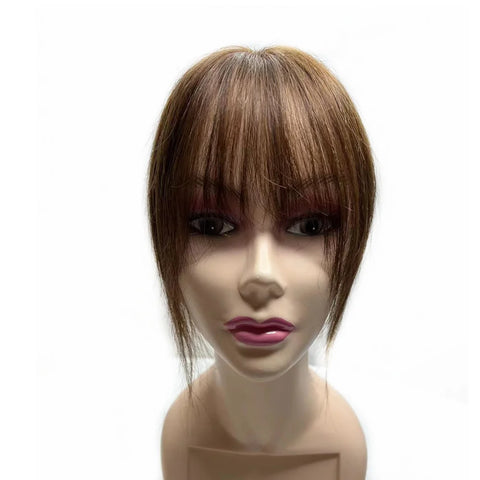 10inch Swiss Lace Invisible Human Hair Toppers Clip In Natural Hairpieces Fringe for Women Mild Hair Loss Volume Hand-woven