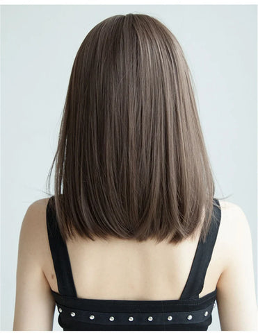 Korea Style Hair Extensions Synthetic Fashion Young Female Wigs Breathable Head Cover Medium Length Straight Wig Hat for Women