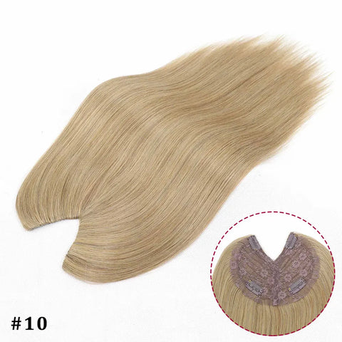 V Shape Clip In Human Hair Extensions  Invisible Brown Blonde Highlight Toppers For Women Straight Brazilian Remy Hair 16Inch