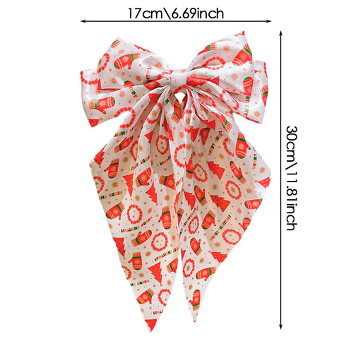 Girls Multicolor Bowknot Hair Clips Christmas Elements Hairpins with Snowflake Santa Claus Reindeer Designs for Holiday Gift