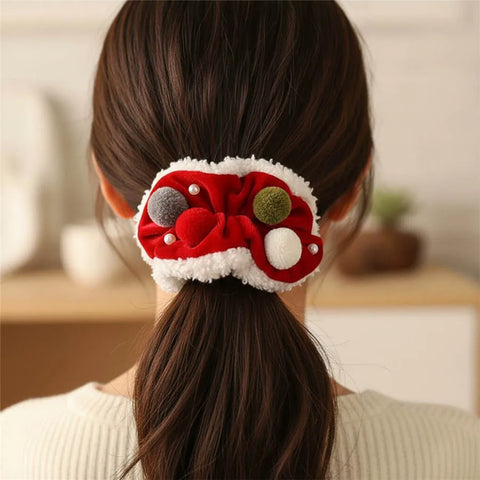 Creative Christmas Color Hairball Hoop Woman High Quality Head Rope Velvet Hairwear Festival Atmosphere Girls Hair Accessories