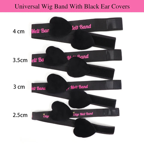 2.5Cm 3Cm 3.5Cm 4Cm Wig Elastic Band With Ear Protector Black Lace Melting Band For Laying Edges Down Adjustable Band 1Pcs 3Pcs