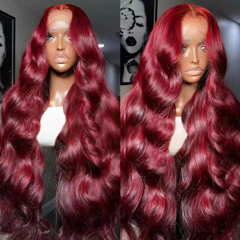 13x4 Chocolate Brown Body Wave Lace Front Wigs For Black Women Heat Resistant Fiber Reddish Brown Colored HD Lace Synthetic Wig