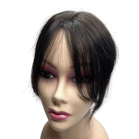 10inch Swiss Lace Invisible Human Hair Toppers Clip In Natural Hairpieces Fringe for Women Mild Hair Loss Volume Hand-woven