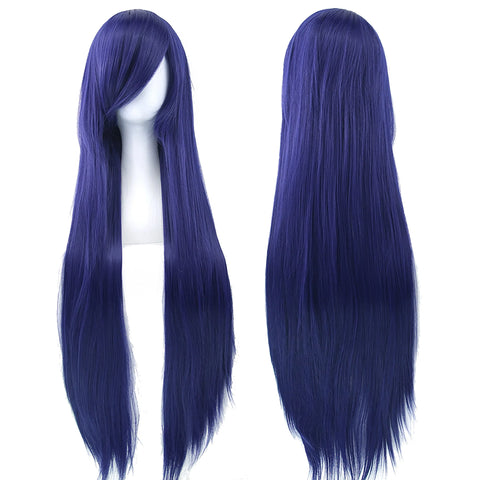 Soowee Long Synthetic Hair White Purple Cosplay Wigs Party Black Hair Straight Wig Hairpiece for Women