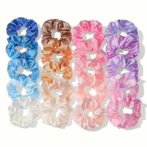 12/18/20PCS Satin Colorful Intestine Hair Band Hair Accessories hair scrunchies Headwear For Ponytail Cute Causal Women