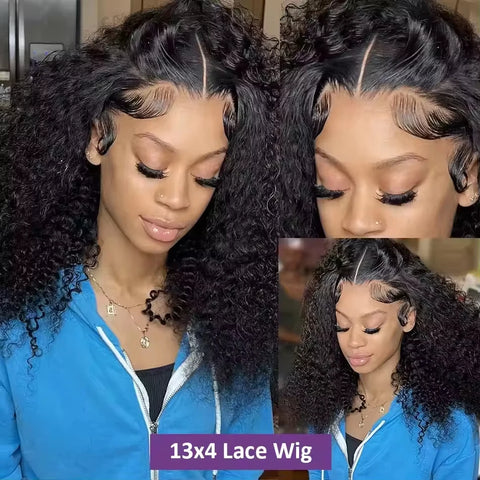 250% Density 13x4 Short Bob Curly Brazilian Real Hair HD Transparent Lace 13x6 Lace Frontal Wigs 100% Human Hair For Women