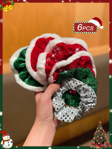 6pcs Fashionable Cute Christmas Hair Accessories for Women Party Role Play Hair Bands Gifts