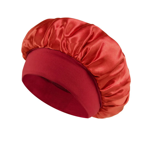 1pc Women's Solid Color Satin Wide-Brimmed Shower Cap, Suitable for Daily Use Silk Bonnet Satin Bonnet Shower Cap