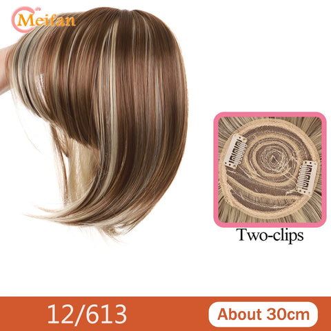MEIFAN Synthetic Middle Part Topper Hairpiece with Bangs Clip-In Bangs Extension Natural Invisible Clourse Hairpiece for Women