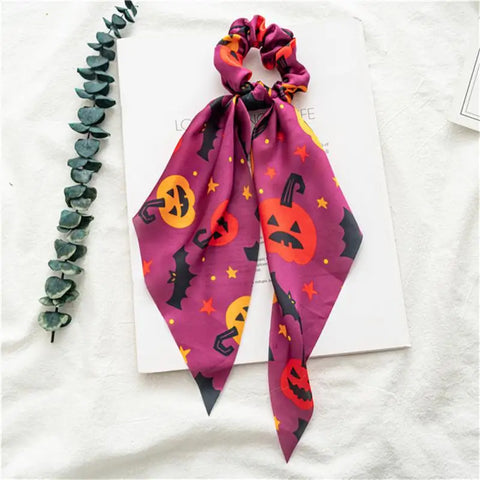Santa Claus Bows Hair Scrunchies Long ribbon Ponytail Scarf Hair Tie Women Girls Elastic Hair Bands Christmas Hair Accessories