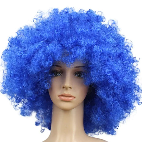 Unisex Adult Various Coloured Rainbow Circus Curly Black Afro Curly Wig Adult Fancy Dress Disco