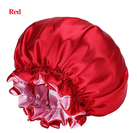 Women Satin Solid Sleeping Hat Night Sleep Cap Bathroom Accessories For Women Shower Caps Waterproof Sleeping Hair Bonnets Cap