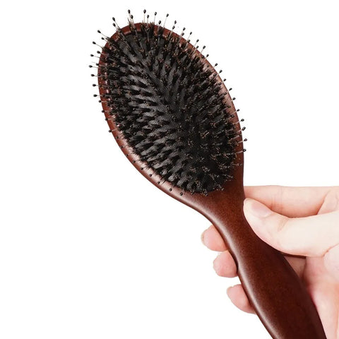 Wood Comb Boar Bristle Cushion Brush Massage Anti Static Nylon Pins Hair Hairbrush Dry Wet Detangler for Scalp Care Hair Growt