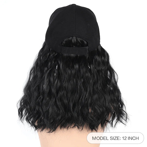 LUPU Synthetic Hat Wig for Women Wig Cap with Curly Hair Extensions Hat with Hair Wave Adjustable Baseball Hat Wigs