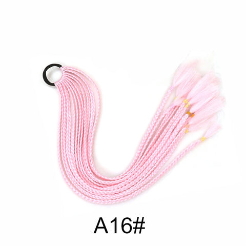 Synthetic 24Inch Y2K Rainbow Horsetail Wig Long Boxing Braid Hair Ponytail Extension High Temperature Fiber Hairpiece for Women